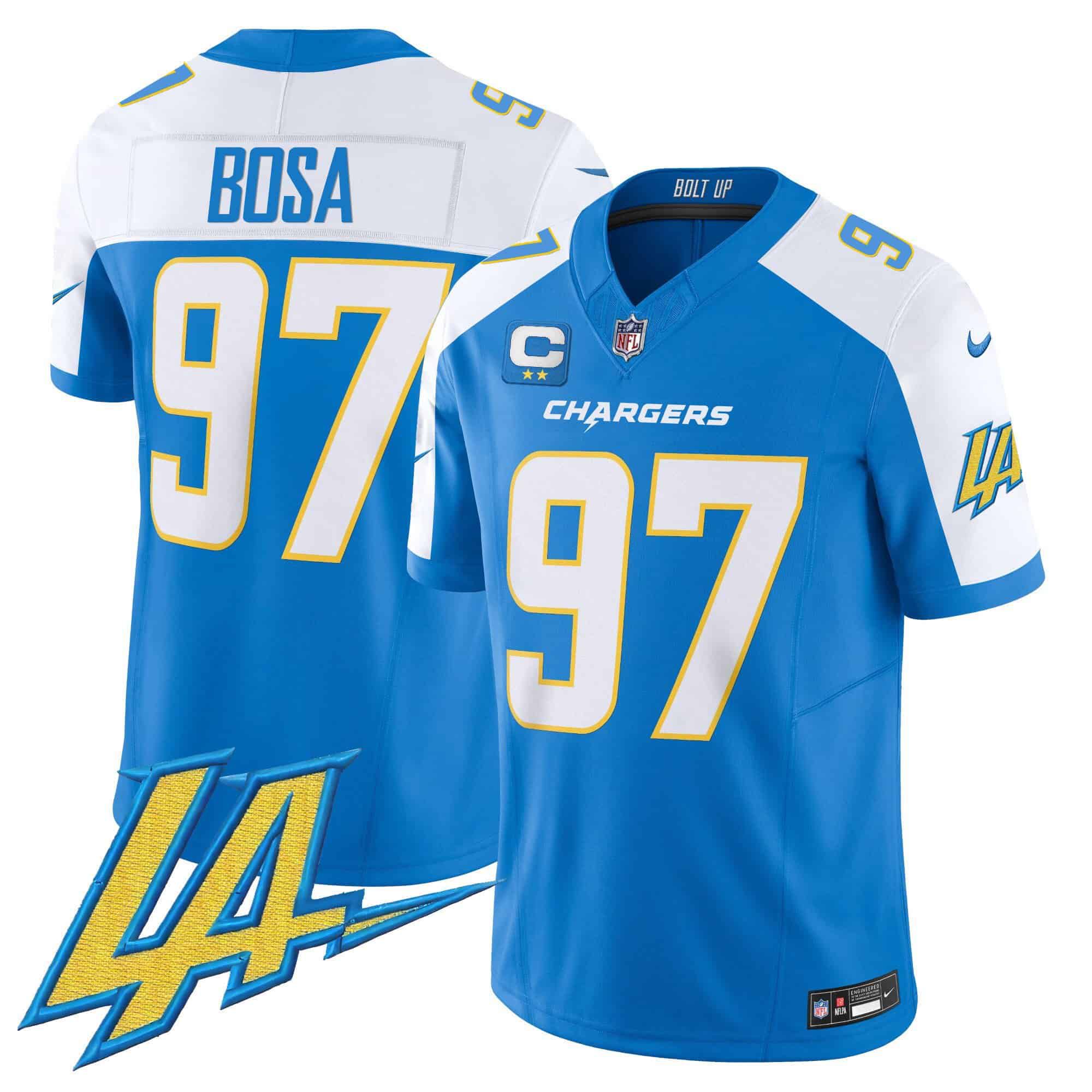 Men Los Angeles Chargers #97 Bosa Light Blue 2024 Nike Vapor Limited NFL Jersey
